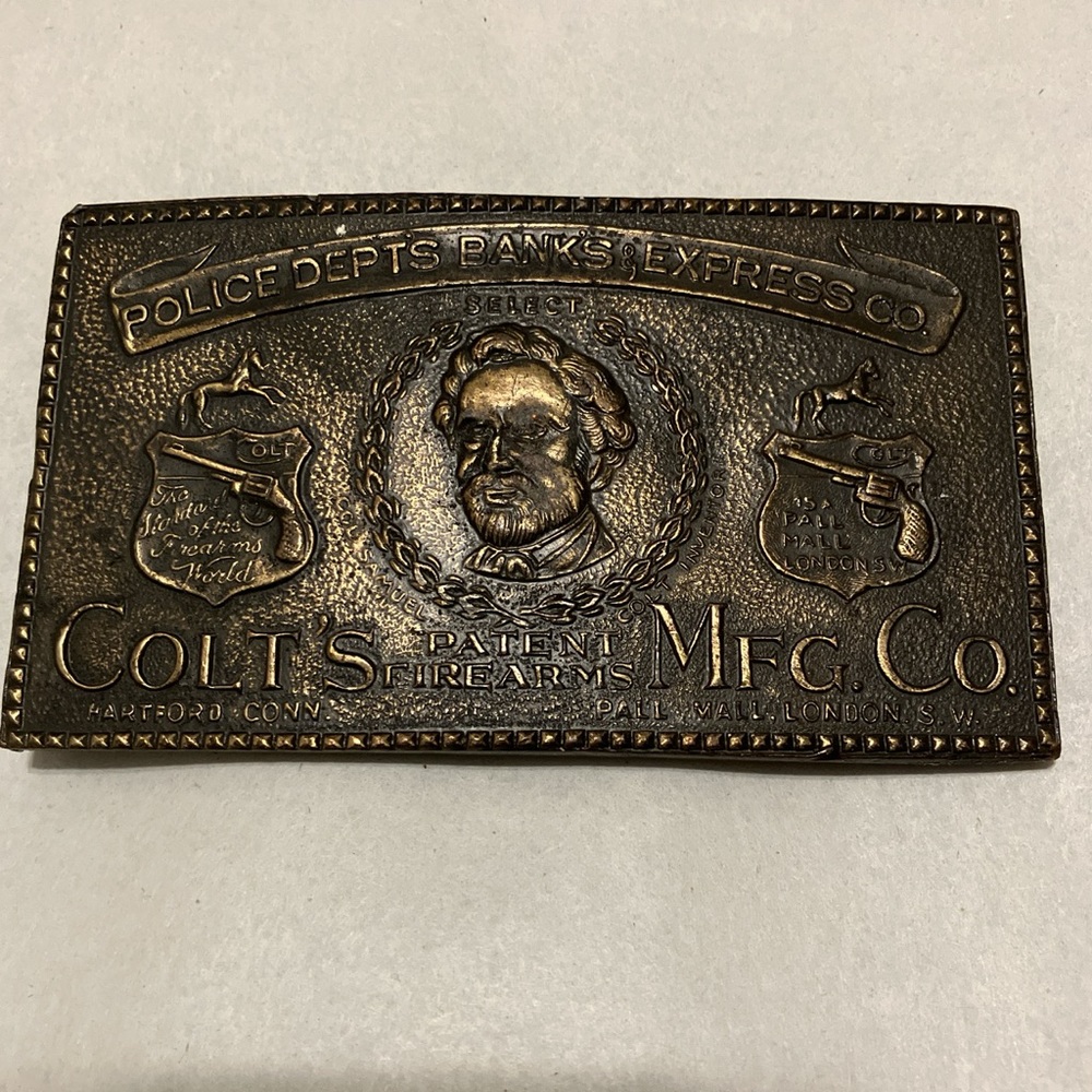 Vintage Colt Police Depts Banks Express Co. Belt Buckle.